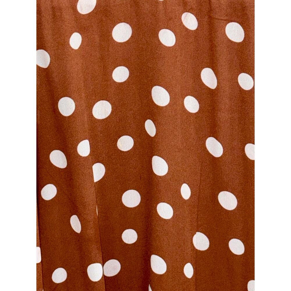 Abercrombie & Fitch Brown White Polka Dot Sleeveless Slit Maxi Dress Womens Sz M - Picture 6 of 11